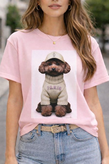 Różowa  Bluzka T-shirt Nooda Model Pudel Toy w Różowym Sweterku