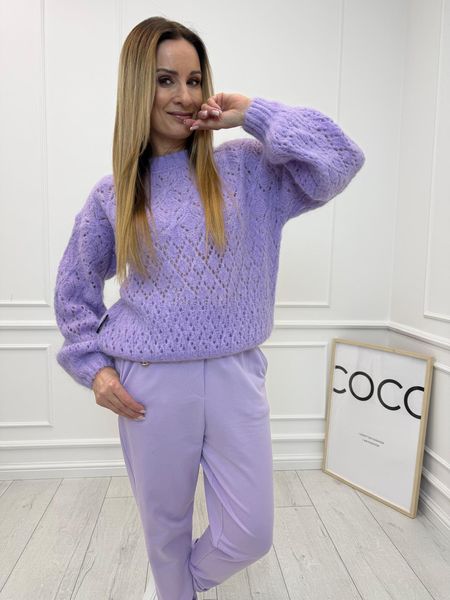 Ażurowy Sweter Minouu Kid Moher Lila 