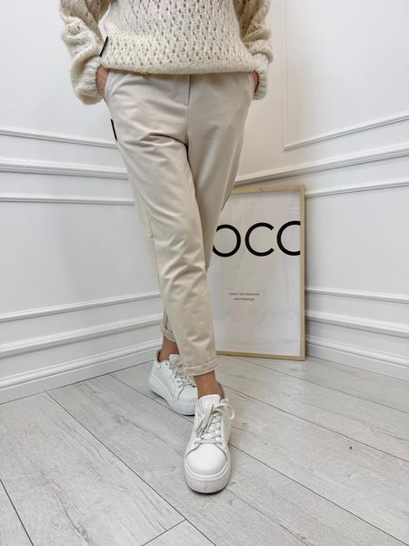 Bawełniane Spodnie Minouu Patka Jasno Beżowe