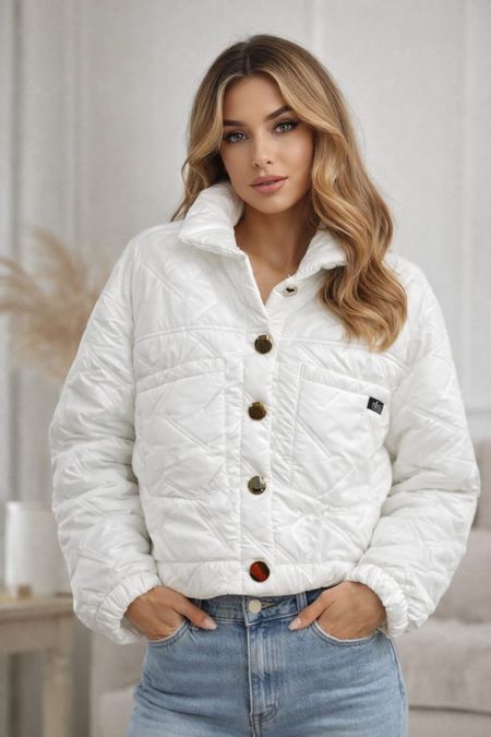 Biała Kurtka Katana Pikowana Minouu