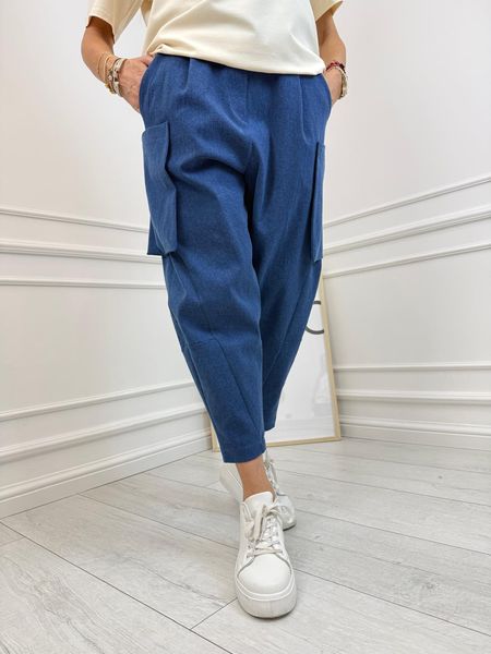 Jeansowe Spodnie Minouu Balony z Kieszeniami na Bokach 