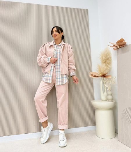 Sztruksowa Kurtka Lili Pudrowy Róż