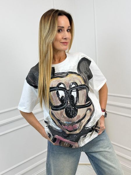 Biała Bluzka T-Shirt Mickey
