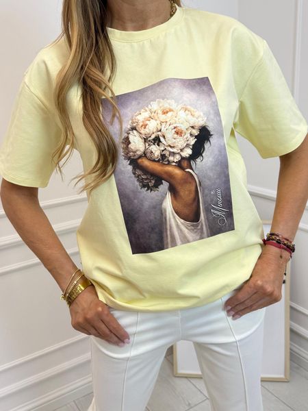 Bluzka T-shirt Minouu Piwonie Kolor Bananowy