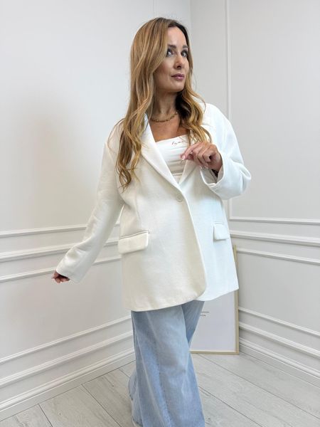 Biała Damska Marynarka BLM Oversize 