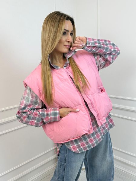 Różowa Kamizelka Pikowana z Wypełnieniem z Kaczego Puchu