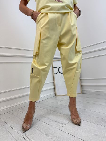  Akacjowe Spodnie Minouu Bojówki z Kieszeniami na Bokach 