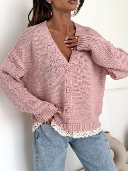  Sweter Bocca z Koronką Różowy