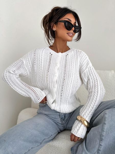  Sweter Bocca Ażurowa Subtelność Biały