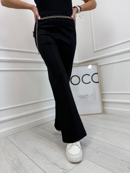 Eleganckie Czarne Spodnie Dzwony z Kantem Minouu