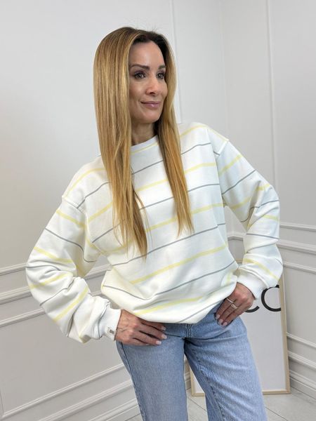 Bluza Nooda Kremowa w Żółto Szare Paski