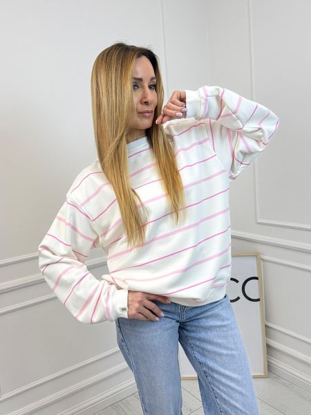 Bluza Nooda Kremowa w Różowe Paski