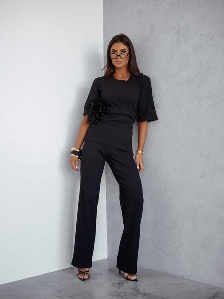 Czarny Elegancki Komplet Dresowy Bocca 