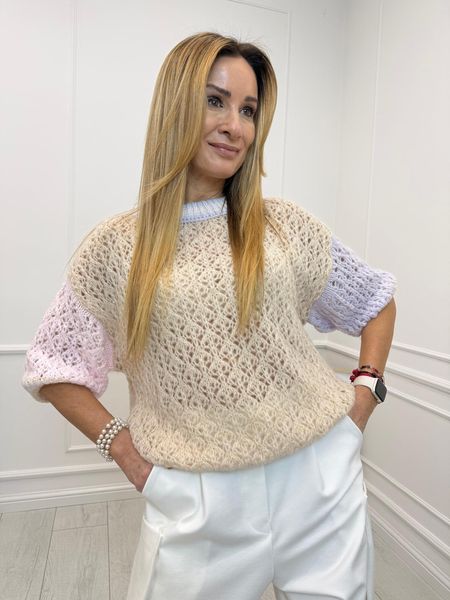 Ażurowy Sweter o Splocie Muszelkowym  