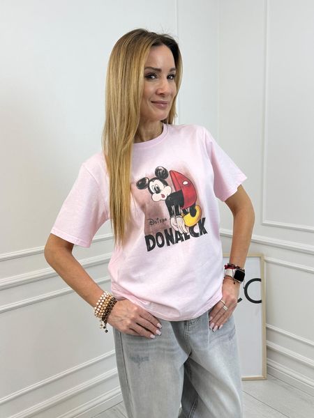 T-shirt z Nadrukiem Mickey Różowy