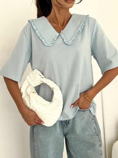 Bluzka z Kołnierzykiem i Krótkim Rękawkiem Bocca Błękitna 