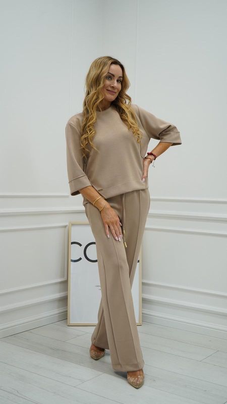 Beżowy Elegancki Komplet La fu