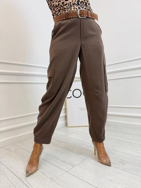 Spodnie Cargo z Paskiem Kolor Cappuccino