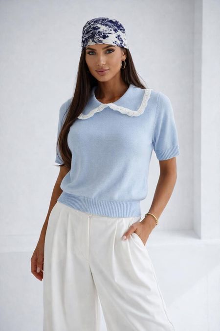 Cienki Sweterek z Kołnierzykiem Bocca Błękitny