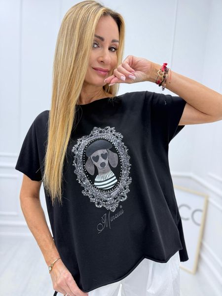 Czarna Bluzka Agnes Minouu Pies w Lustrze