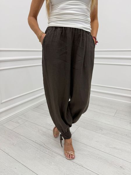 Lniane Spodnie Typu Jogger 