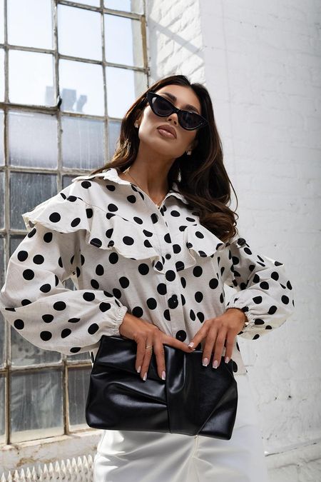 Koszula z Falbanką Len w Grochy Xana 