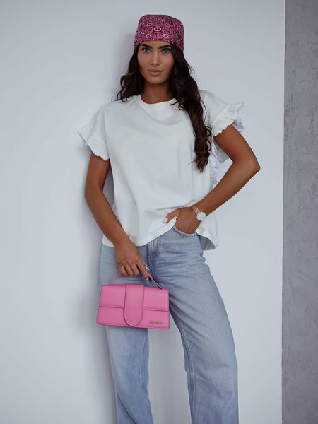 Bawełniana bluzka BOCCA z Falbanką Biała