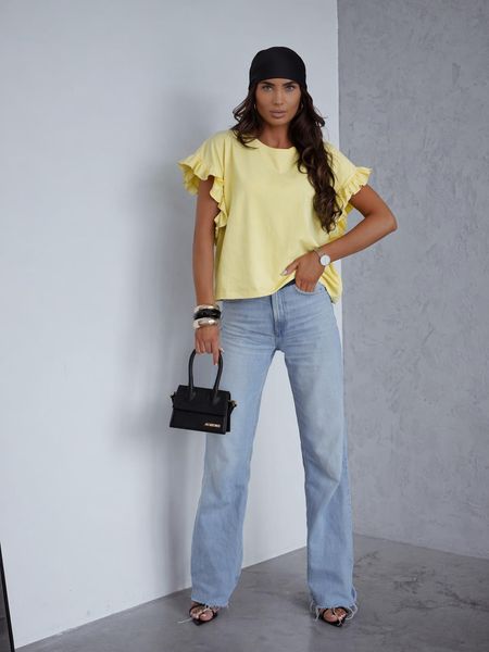 Bawełniana bluzka BOCCA z Falbanką Żółta 