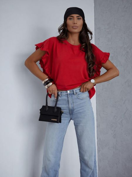 Bawełniana bluzka BOCCA z Falbanką Czerwona 