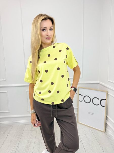 Żółty T-shirt MIHO'S w Groszki