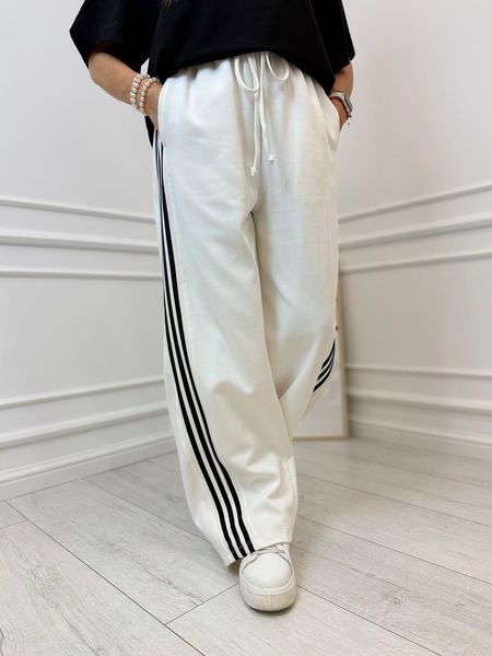 Białe Spodnie z Lampasem