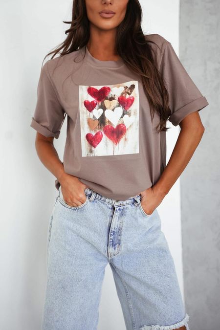 Bluzka T-shirt Hearts BOCCA Cappuccino