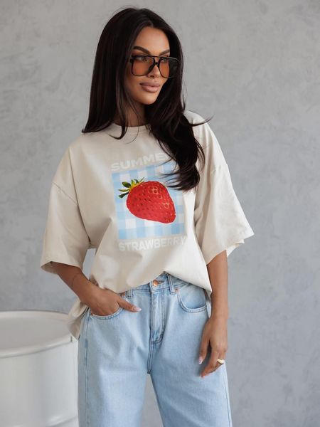 Bluzka Summer Strawberry Me Gusta Beżowa 