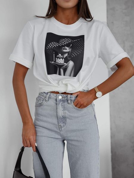 Bluzeczka T-shirt BOCCA Kobieta w Kapeluszu Biała
