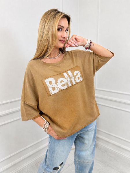 Bawełniana Dekatyzowana Bluzka BELLA Miodowa 