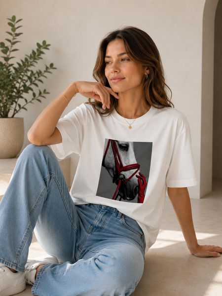 Bawełniana Bluzeczka T-shirt BOCCA z Motywem Konia Biała