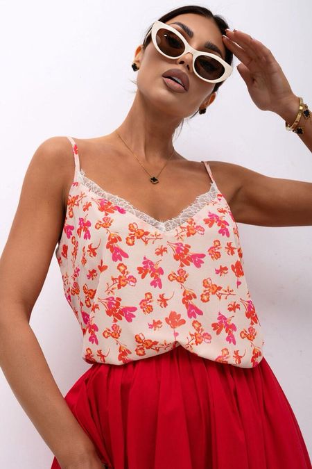 Damski Top na Ramiączka Miss City Official ROMANCE Czerwony 