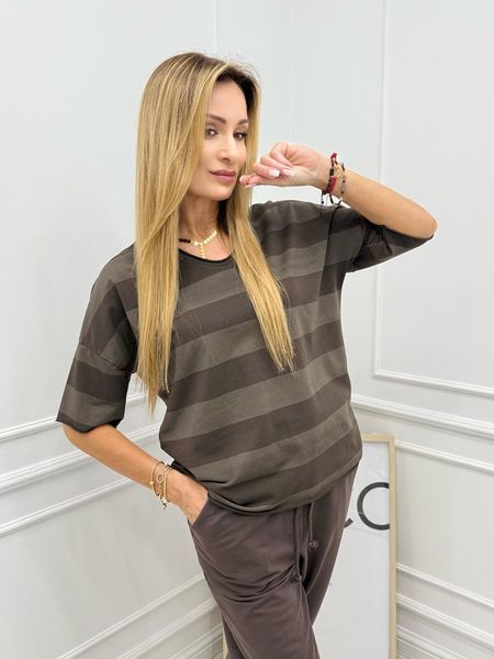 Bluzeczka T-shirt w Paski Czekolada