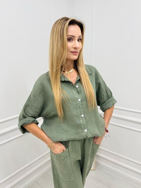 Lniana Koszula Khaki