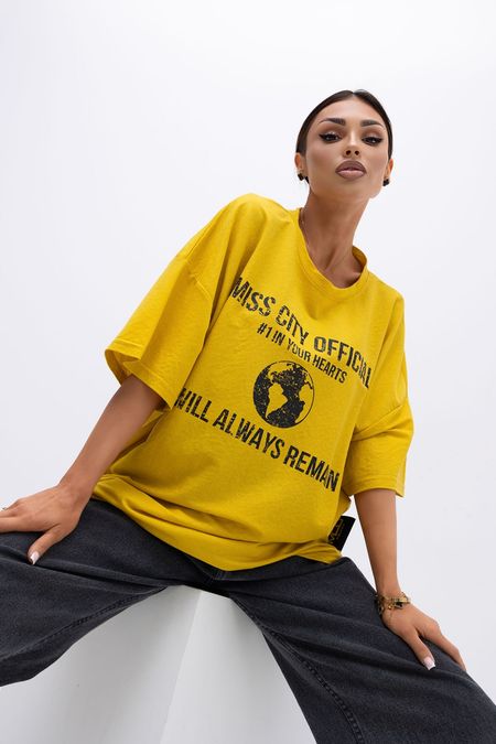 Damski T-shirt Urban Globe (żołty) Miss City Official