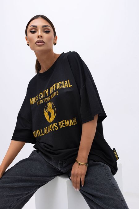 Damski T-shirt Urban Globe (czarny) Miss City Official