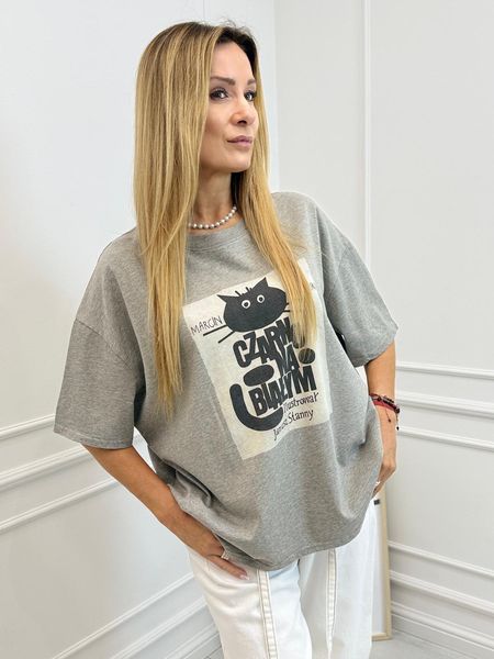 Szara Bluzka T-shirt Cat