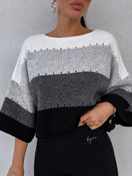 Sweter BY Me Szary z Czarnym