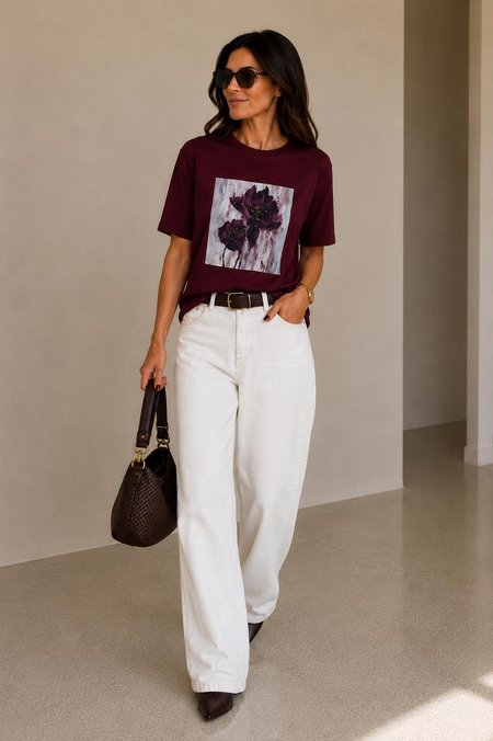 T-shirt BOCCA z Kwiat Bordo