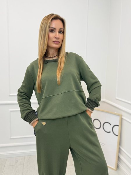 Minouu Komplet Dresowy Parasolka Zielony Khaki Oliwka