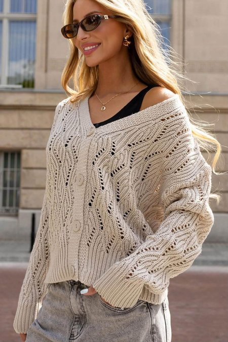 Sweter Bocca Ażur Piasek 