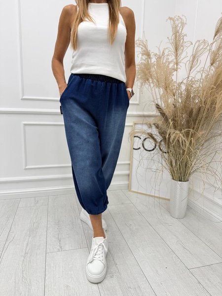 Jeansowe Spodnie Parasolka Denim Granatowe