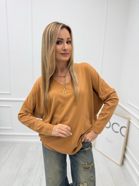 Sweter Wiskozowy Soft Touch Kolor Cynamonowy