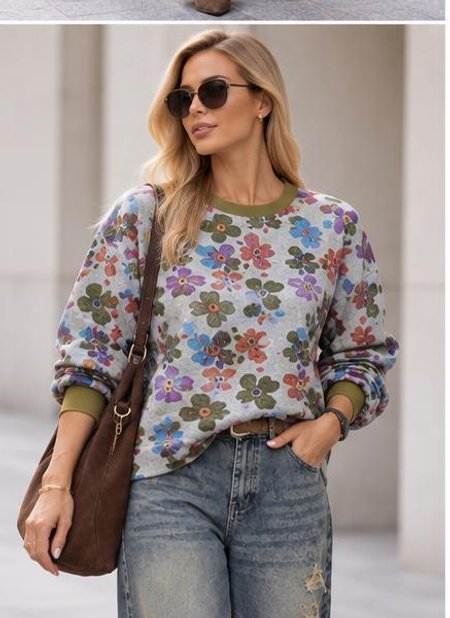 Bluza JOY Jesień Flowers Kolor Szary