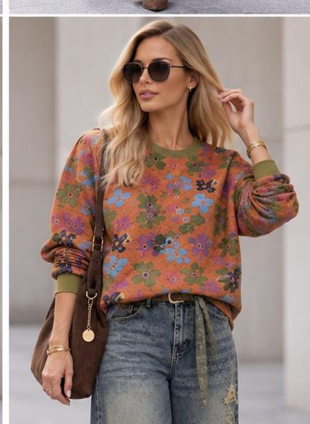 Bluza JOY Jesień Flowers Kolor Dyniowy 